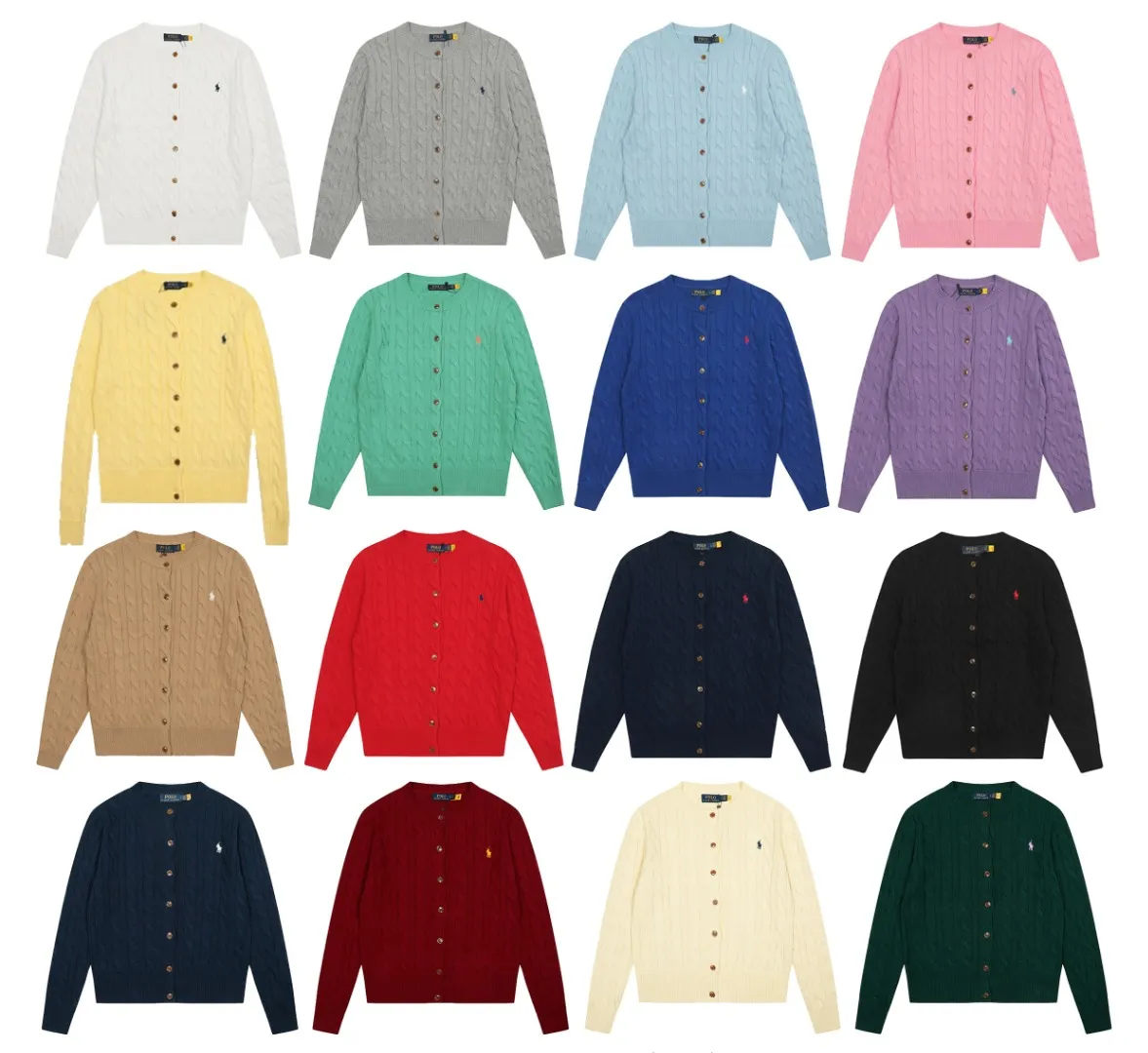 P230 Top quality" Style number: DS006# (not off the shelves all year round) [Ralph Lauren round neck solid color pony embroidery logo twist knitted cardigan] ✅Ralph Lauren Ralph Lauren classic basic versatile knitted cardigan jacket for all seasons ✅Main supplier platform live broadcast Wholesale entity Replacement if out of stock Not off the shelf ✅ZP quality 1:1 version Scan the code to enter the GF website Counter quality ✅Detailed quality The only one in Guangzhou Imported quality cotton yarn Focus on high-end, cost-effective, and good quality. Needless to say, the version is restored to the original version. The maximum size can be worn up to 160 pounds. Loose, comfortable and stress-free. ✅The upper body is simple and easy to match. A must-have for goddess ootd. Good-looking clothes are never picky. Must-have items in goddess wardrobe. Size: S- Navy blue white label Navy blue red label